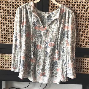 Lucky Brand 3/4 Sleeve Floral Top Size M